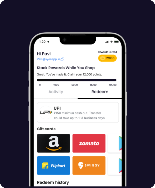 Earn rewards on purchases signups and more