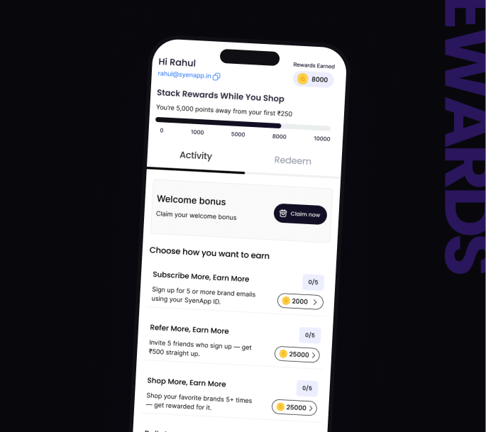 Examples of actions that earn SyenApp rewards 1
